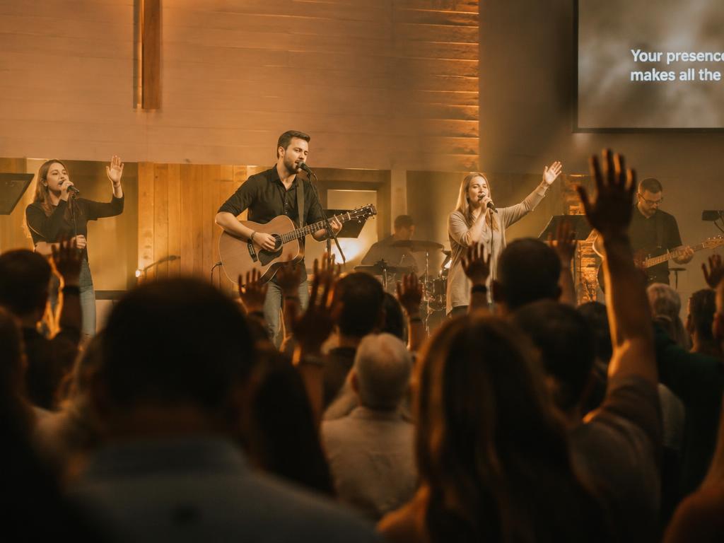 Worship band leading a Sunday service